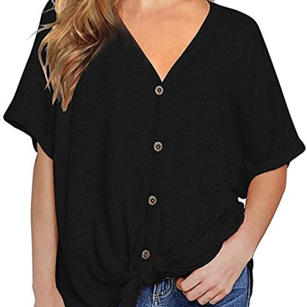 Fronage Womens Loose Blouse Short Sleeve